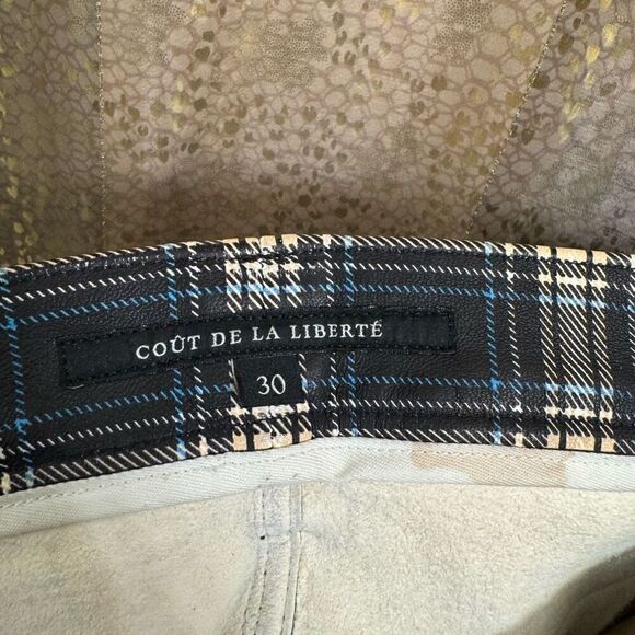 Cout De La Liberte Mens Jimmy Printed Plaid Leather Low Rise Flare Size 30 NWT - Picture 10 of 13